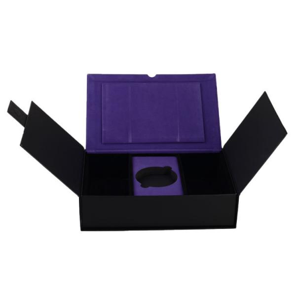 Customized Luxury Full Color Printing Embossing Velvet Small Box Cardboard Opening Layer Double Door Gift Box