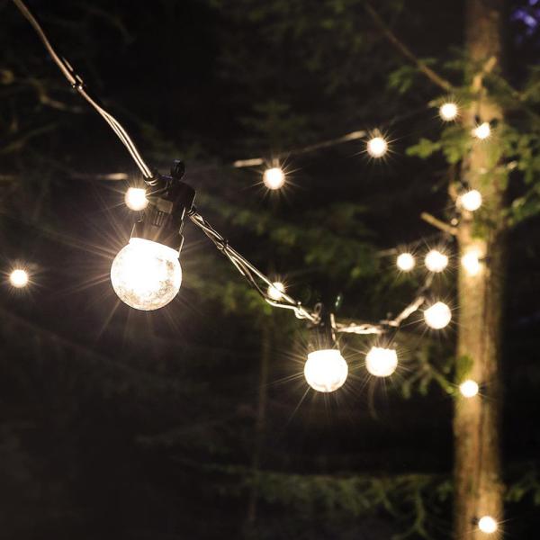 White Pearl Outdoor Patio Globe String Lights Black Wire G50 LED Waterproof String Lights Suspension Type Patio Lights Decor