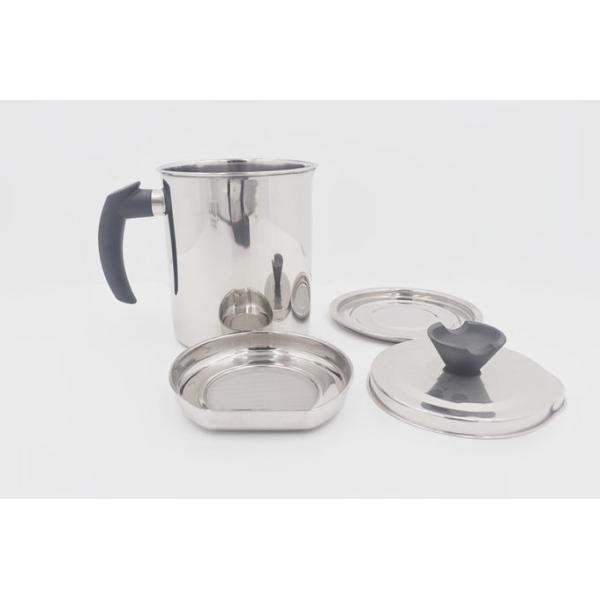 1.3L Kitchenware stainless steel grease keeper with handle round shape oil strainer with lid