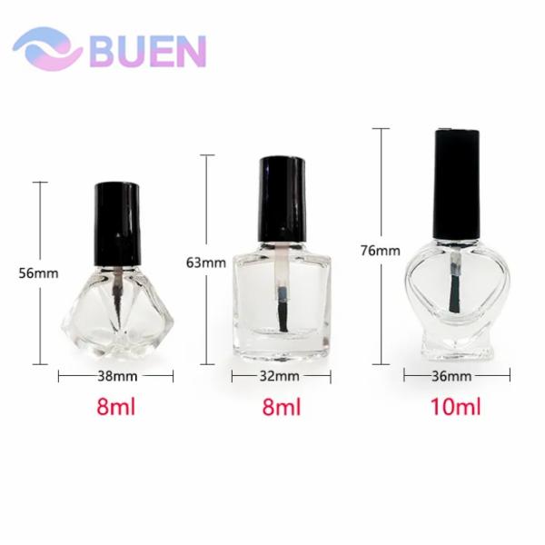 Glass Nail Polish Bottles 3ml 5ml 10ml 15ml 20ml Square Empty Nail Polish Glass Bottle With Brush