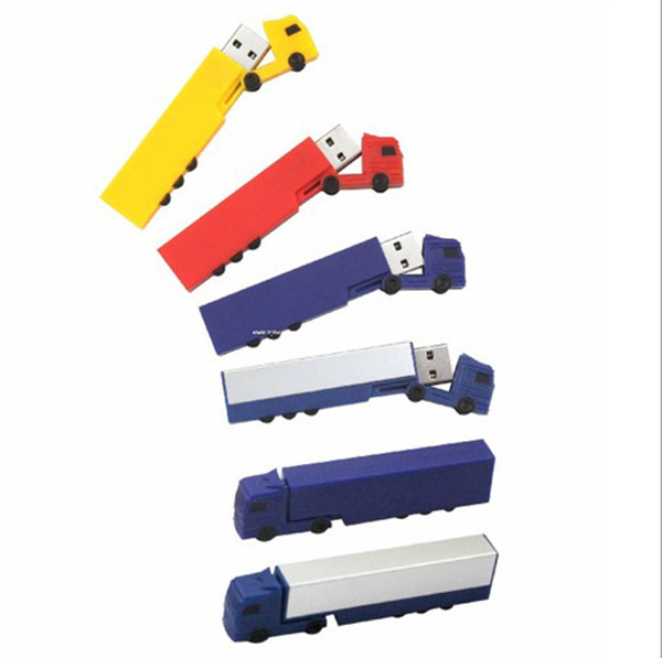 Yellow Creative Truck Plastic USB Flash Drive 8GB For Advertising Gift