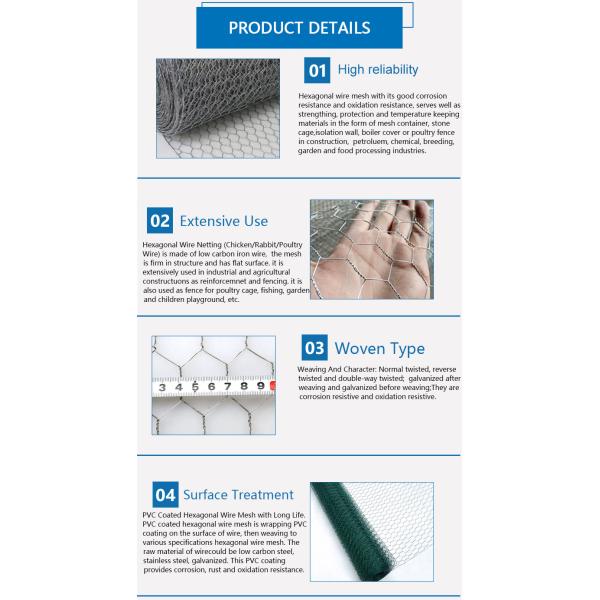 Chicken Protecting Galvanized Hexagonal Wire Mesh Durable Construction