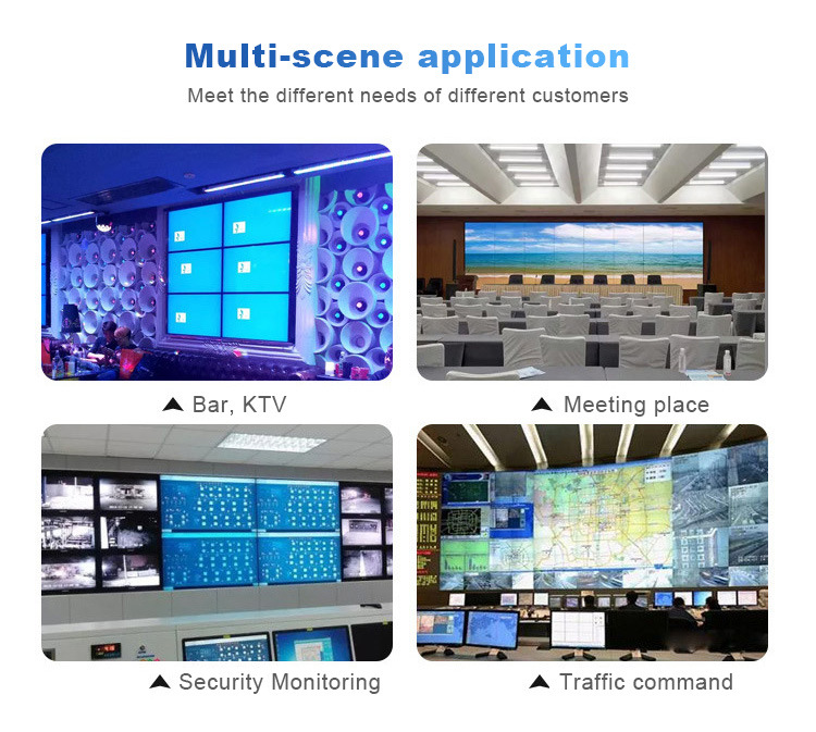 Floor Standing LCD Display 2x2 Video Wall Advertising Player With 4K Controller