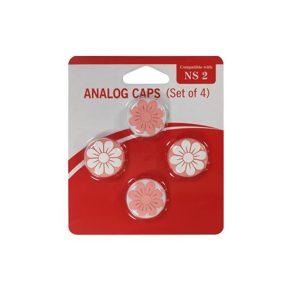 Girly Style Sakura Pattern Silicone Thumbstick Caps for Nintendo Switch 2 4 in 1 Set