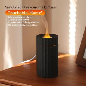 China Type C 100ml Flame Humidifier Fire Aroma Diffuser With 7C LED Changing Light wholesale