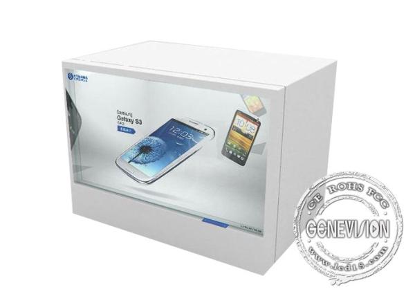 Quality White Touch Screen Transparent Lcd Showcase With Android System / Remote Control for sale