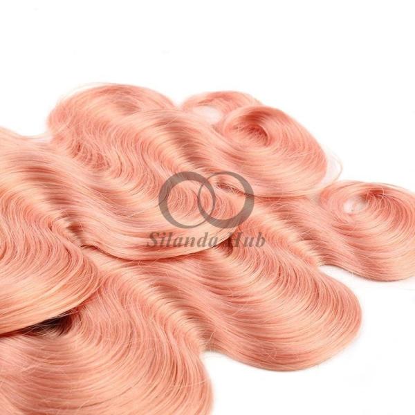 Pink Body Wave Remy Human Hair Bundles Sew In Weave Bundles Brazilian Bundle Deals
