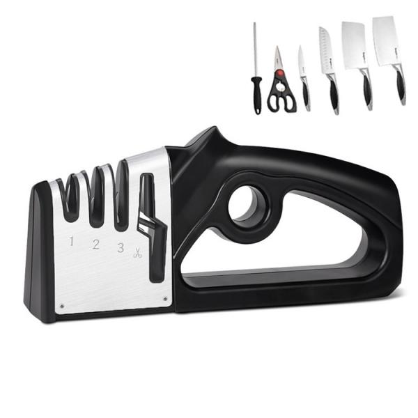 3 Slot Multifunctional Stainless Steel Knife Sharpener CPSIA Household Kitchen Tools