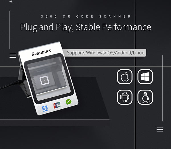 Rakinda Desktop Barcode Scanner QR Code Payment Box S-900 For Mobile Payment