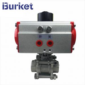 China Thread type ss304 motorized pneumatic Three-sheet ball valves with pneumatic actuator wholesale