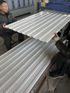 China AZ150 G450 Color Tile HDP 30 Years Warranty RAL9002 Off White/White Grey Metal Roof Panels Trapezoidal Corrugated Sheet wholesale