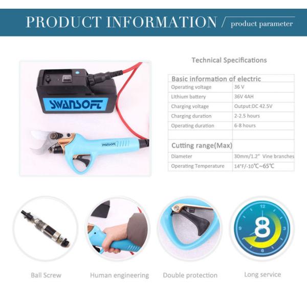 Swansoft 800g 3.0CM Electric Bypass Pruner Fruit Orchard Pruning Shear 36V 4AH