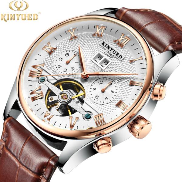 Quality Charm 3ATM Mechanical Wrist Watch 20mm  Wide Soft Leather Strap for sale