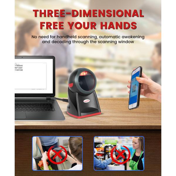 Supermarket Desktop Omni-Directional 2D Barcode Scanner Cheap USB/RS232/COM Interface QR Code Reader for IOS A4 Size POS Ready