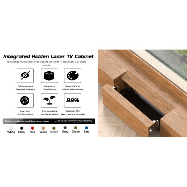 White 100-150 inches Motorized Laser TV Cabinet for UST Projection