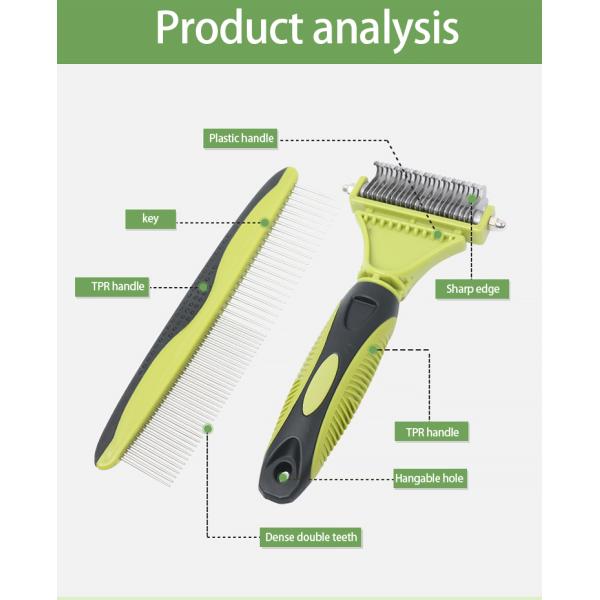 Pet Grooming Comb Set Custom Logo 2 In 1 Cat Hair Comb DogPower Source