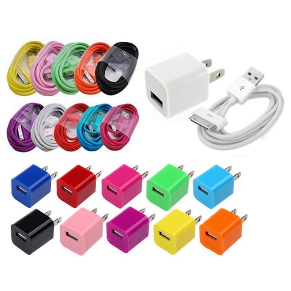 Apple accessory www.linkelec.com AC Wall Charger Adapter with iphone 4 Data Sync Cable for G 4S 3GS 3G iPod Touch Red