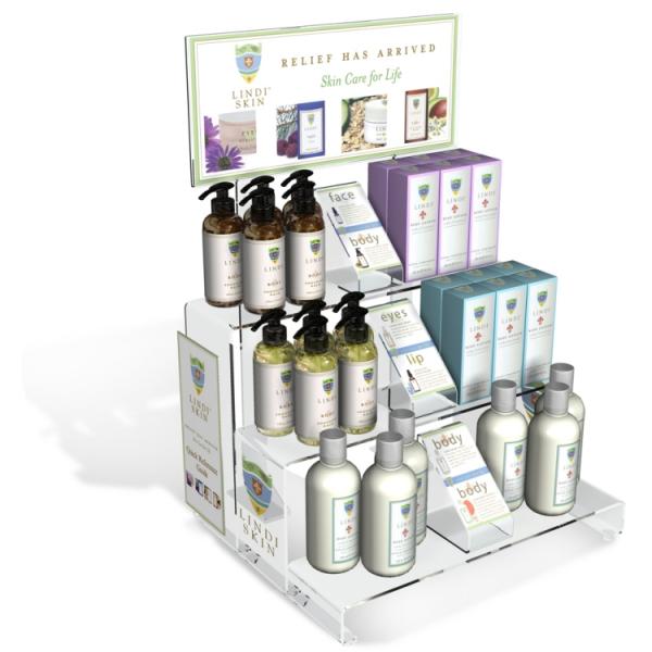 Acrylic Cosmetic Display Stand Skin Care Product Countertop Display Stand