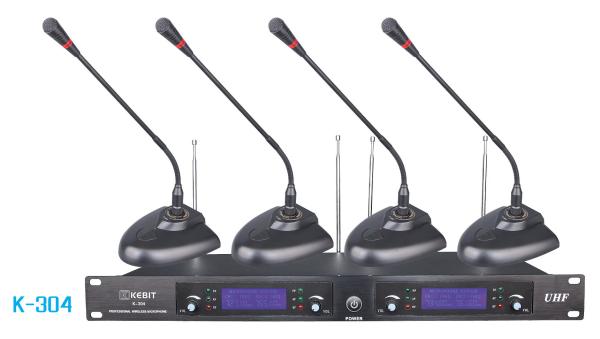 Quality UHF four channels fixed-frequency wireless conference microphone K-304 for sale