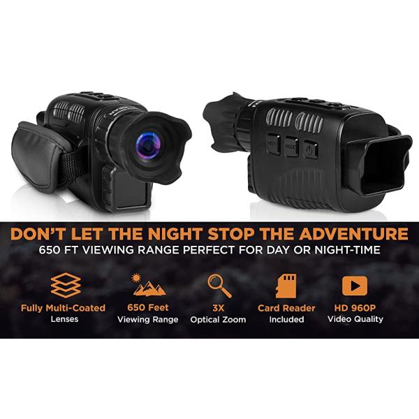 100% Darkness Digital Night Vision Monocular Travel Infrared Save Photos & Videos