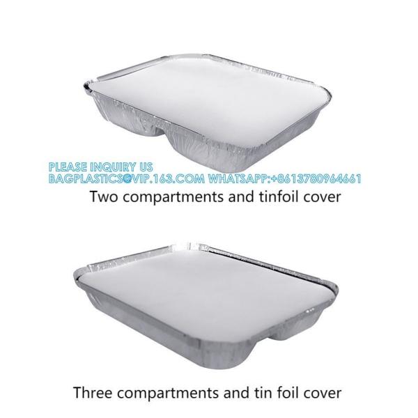 3 Compartment Aluminium Foil Food Container With Clear Dome Lid Custom Alu Foil Containers Disposable Tableware