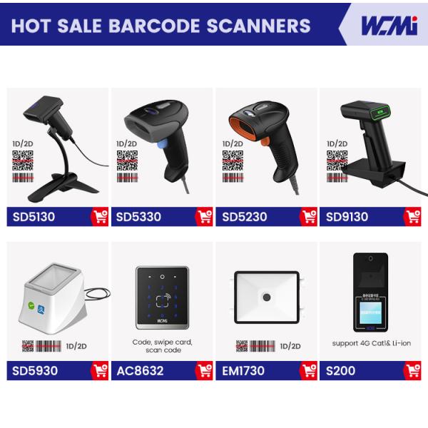 WCMI 1d&2d Hands Free Bar Code Cord Scanner High Speed Barcode Reader Desktop QR 2d Scanner Work With Printer