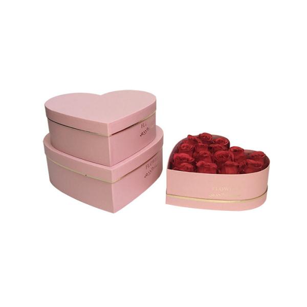 Heart Shape Cardboard Rose Boxes With Embossing / Glossy Lamination Finishing