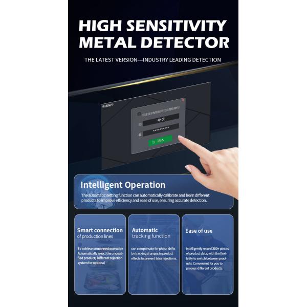 Full Structure Takes Of Stainless 304 Customize Tunnel Size Food Metal Detector with Automatic Stop Belt