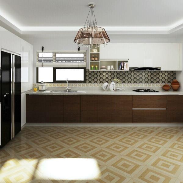 Kitchen cabinet interior showing pull-out baskets and storage solutions