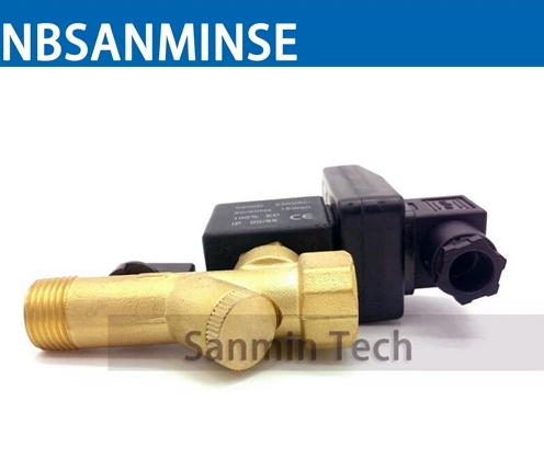 NBSANMINSE Electronic Drain Valve G1/2 1.6 Mpa SR-B-15 Brass Solenoid Valve DC24V AC220V Air Compressor Drainer