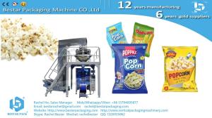Vertical form fill seal packaging machine for popcorn with 10 heads weigher