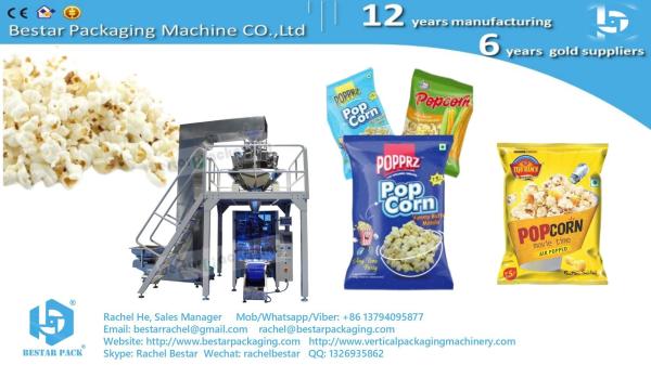 Quality Vertical form fill seal packaging machine for popcorn with 10 heads weigher for sale