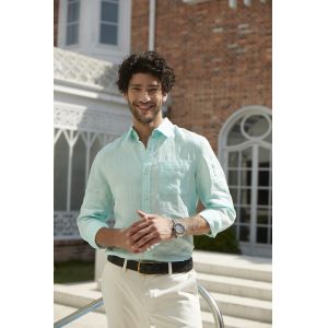 China Water Green Long Dress Business Linen Men'S Pajamas wholesale