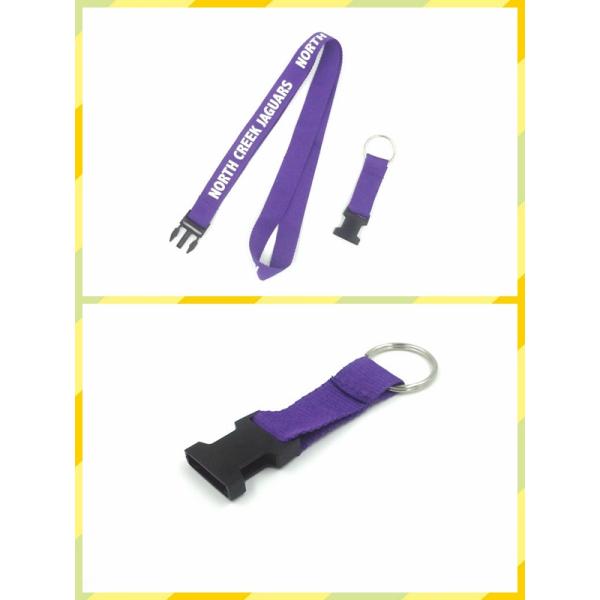 Durable Purple Imprint Polyester Lanyards Eco Friendly Material With Key Ring