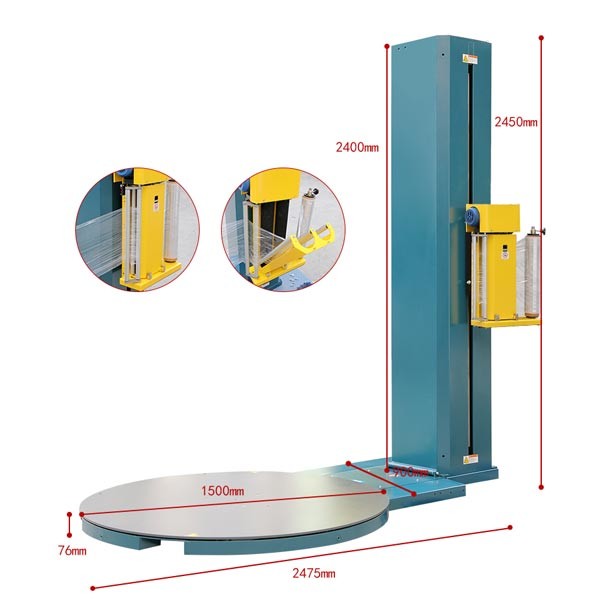 Membrane Film Exit 3.2 M Min Semi Automatic Pallet Wrapping Machine
