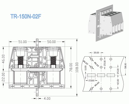 Industrial High Voltage Through Panel Terminal Blocks Double Decks