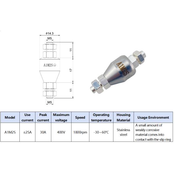 25A Liquid Fluid Rotary Joint Conductive 316L Stainless Steel Rotary Union 1800rpm