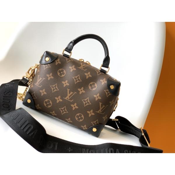 Louis Vuitton Custom Branded Bags Petite Malle Souple Empreinte Monogram Brown Black