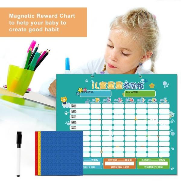 Reusable Durable Preschool Reward Chart With EVA Magnetic Star