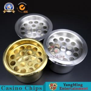 China Water Holder Casino Game Accessories Gold Or Silver Poker Table Stainless Steel Drink Cup Holders Ashtray wholesale