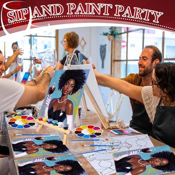 Cotton Sip And Paint Kits Pre Drawn Canvas For Adults , Pre Printed Stretched Canvas