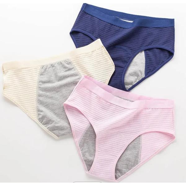 In Stock 3 Layers Multi Color Leakproof Menstrual Panties Cotton Brief Absorbent Period Underwear For Women