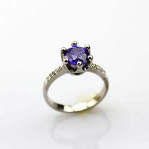 China Women Jewelry 7mm Round Amethyst Zirconia Sterling Silver Ring(F18) on sale