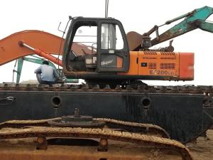 China Dredging Works Amphibious Pontoon , Undercarriage Parts With Spud Pile wholesale