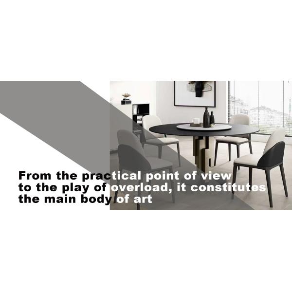 Contemporary Ceramic Round Stainless Steel Marble Dining Table 1350mm Width