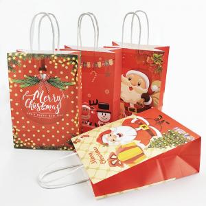 China Christmas Kraft Custom Brown Paper Bags Offset Printing wholesale