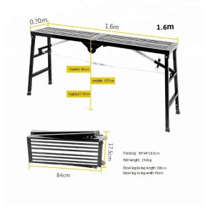 Multipurpose Folding Aluminum Platform Compact Ladder Stools Structure