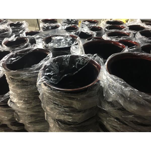 Chinese style light yellow stoving varnish ceramifinish plant pot with gold edge orchid flower pot