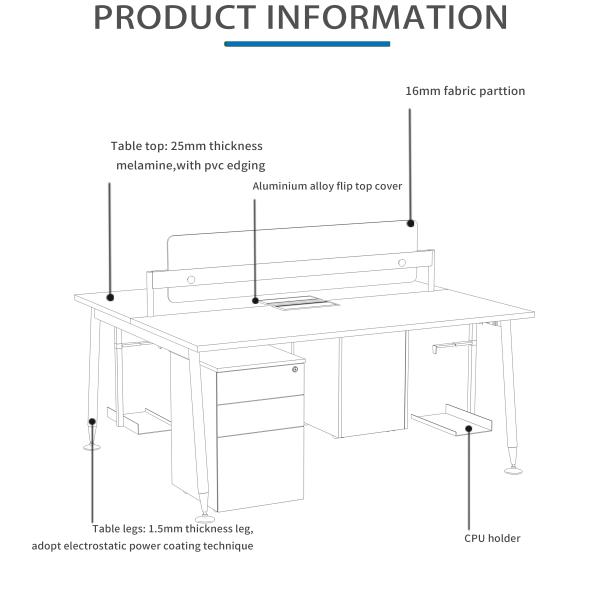 Wood Open Space Office Workstation Lockable Drawers and Customizable Options for Business Needs