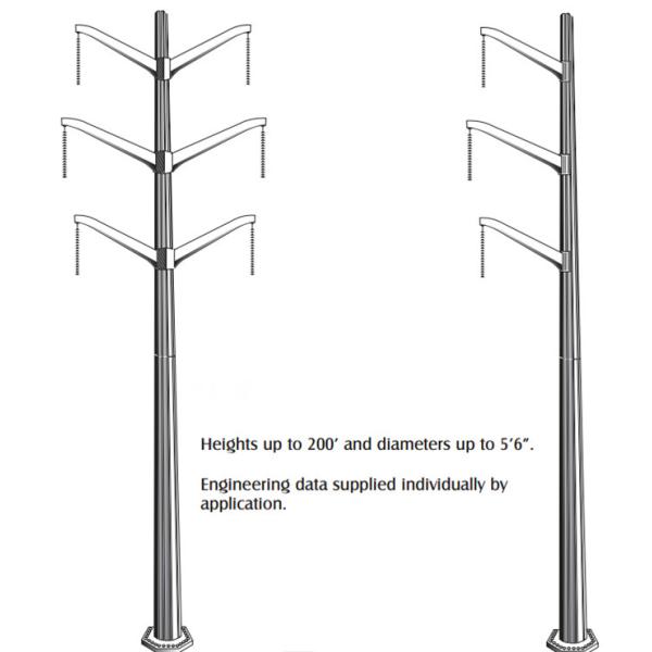 15M Octagonal Electric Insulators Distribution Poles For 132KV Electrical Power